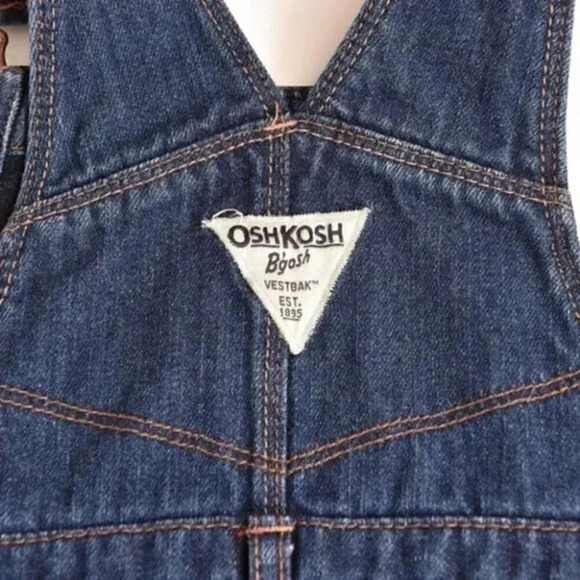 Oshkosh B'Gosh Overalls Girls Denim Red Polka Dot‎ Fleece Lined Bow  Vestbak 18M - Picture 4 of 9